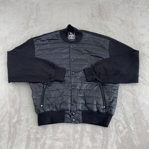 PRPS Bomber Track Jacket Men Large Black Zip Pockets‎ Band Collar Designer